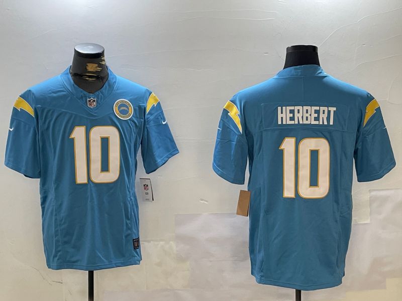 Men Los Angeles Chargers #10 Herbert Blue Second generation 2024 Nike Limited NFL Jersey style 4